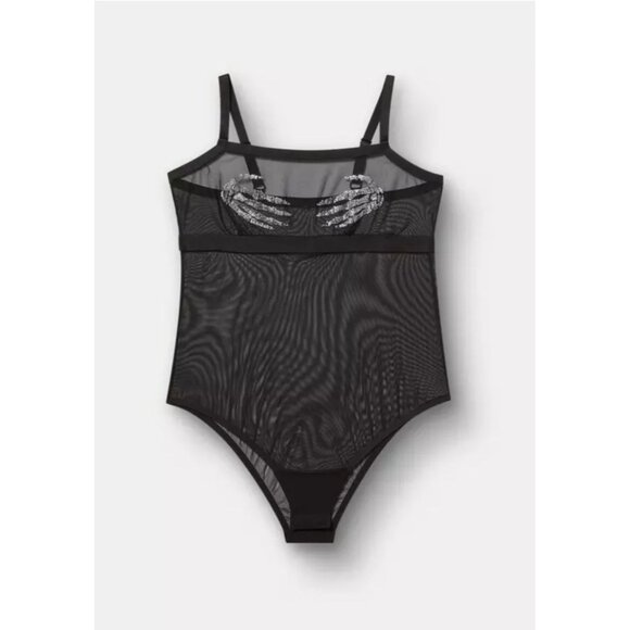 Torrid Diamante Mesh Wire-Free Bodysuit Plus Size 1X Black - Picture 6 of 6